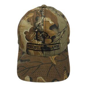 Peoples Bank Embroidered Camo Mesh Snapback Cap Trucker Hunter Baseball Hat